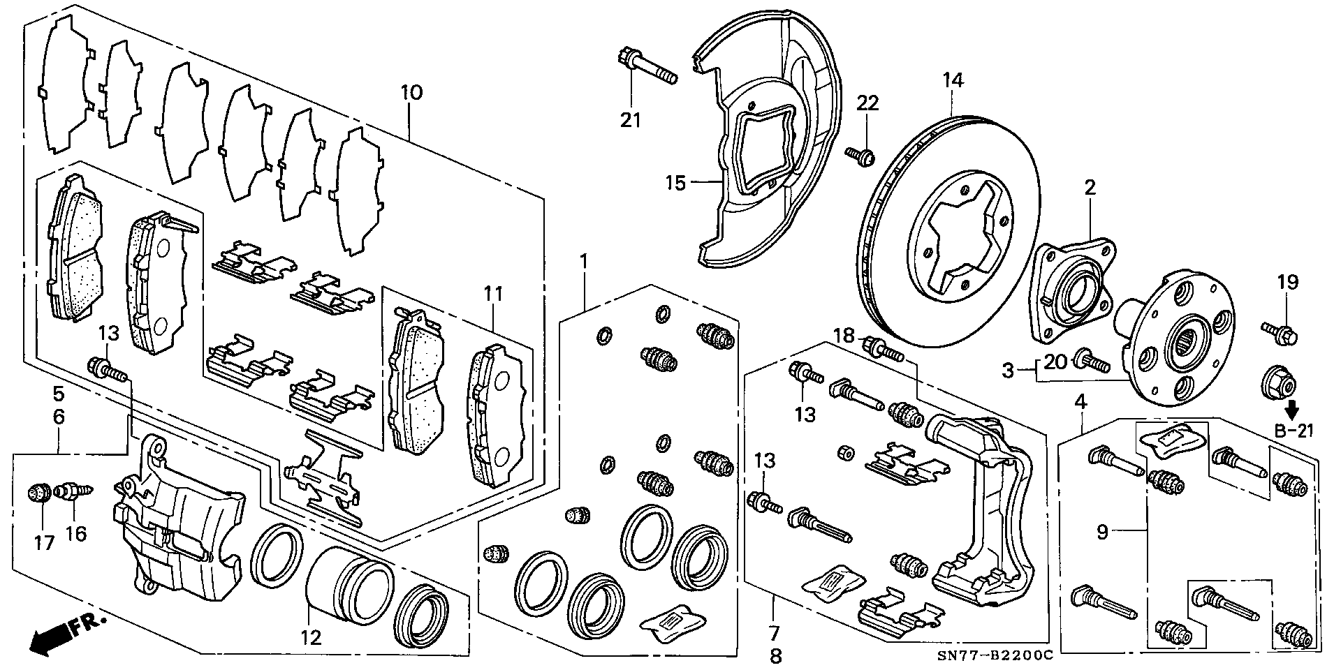 Honda 01463-SN7-000 - Ремкомплект, гальмівний супорт avtolavka.club