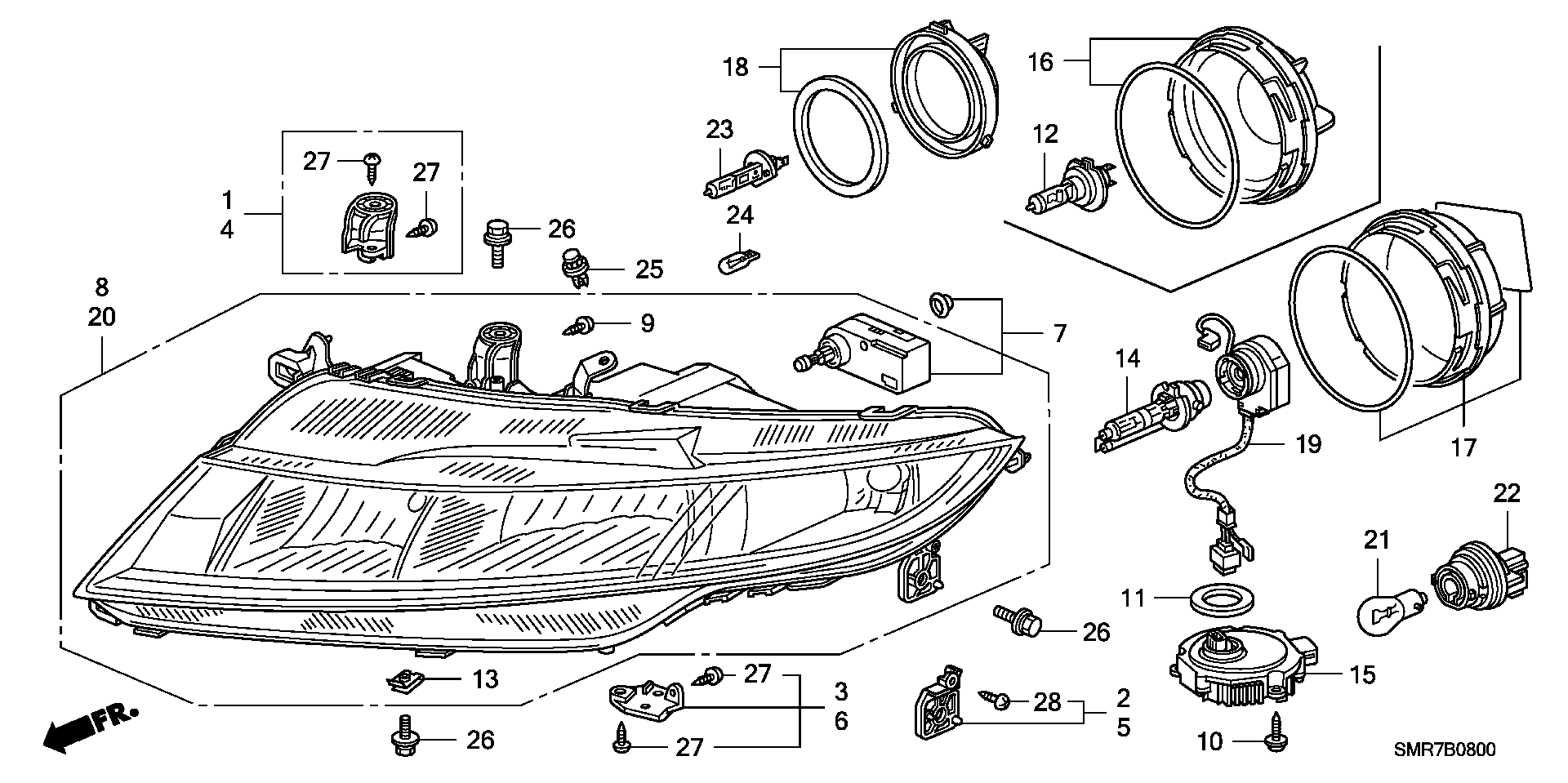 Honda 34901SMGE11 - Лампа розжарювання, фара з авт. системою стабілізації avtolavka.club