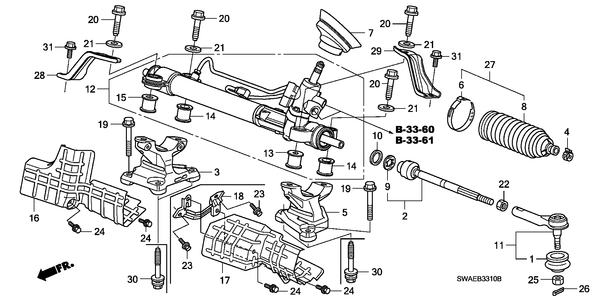 Honda 53601SWYG02 - Рульовий механізм, рейка avtolavka.club