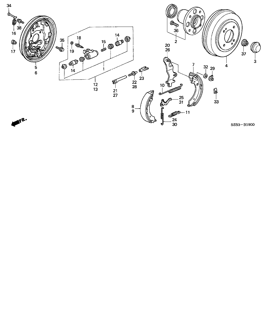 Honda 43153-S6A-J01 - Комплект гальм, барабанний механізм avtolavka.club