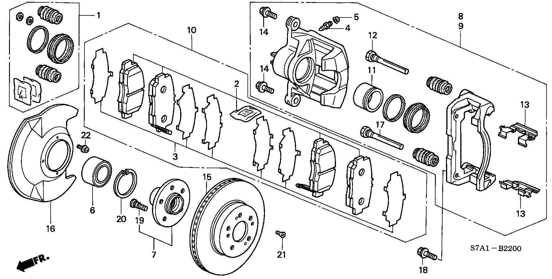 Honda 45022-S7A-D00 - Гальмівні колодки, дискові гальма avtolavka.club