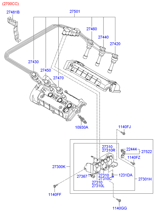 Hyundai 27450 23700 - Комплект проводів запалювання avtolavka.club