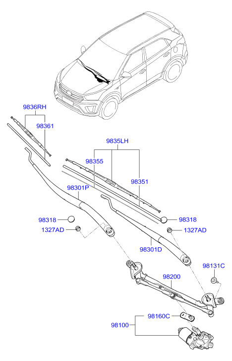 Hyundai 983503X000 - Щітка склоочисника avtolavka.club