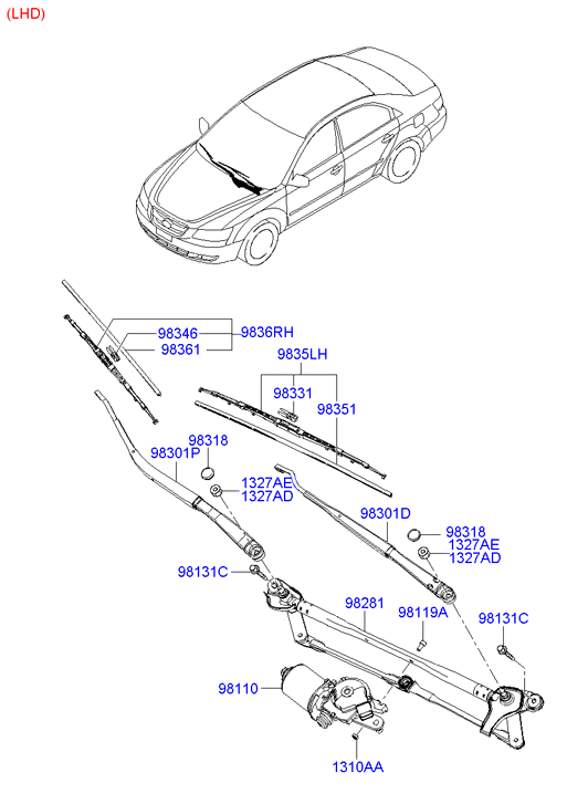 KIA 98350-3K100 - Щітка склоочисника avtolavka.club