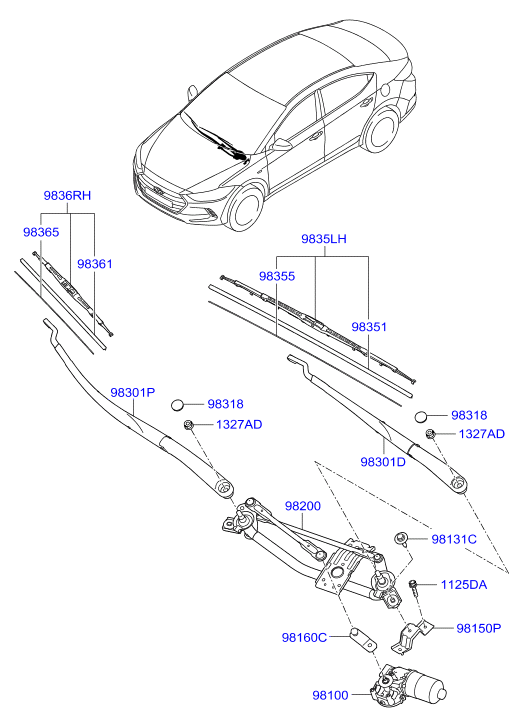 Hyundai (BEIJING) 98360-2S000 - Blade assy - wiper, passenger avtolavka.club