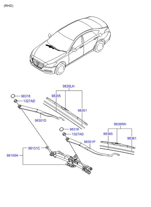 Hyundai 98350B1000 - Щітка склоочисника avtolavka.club