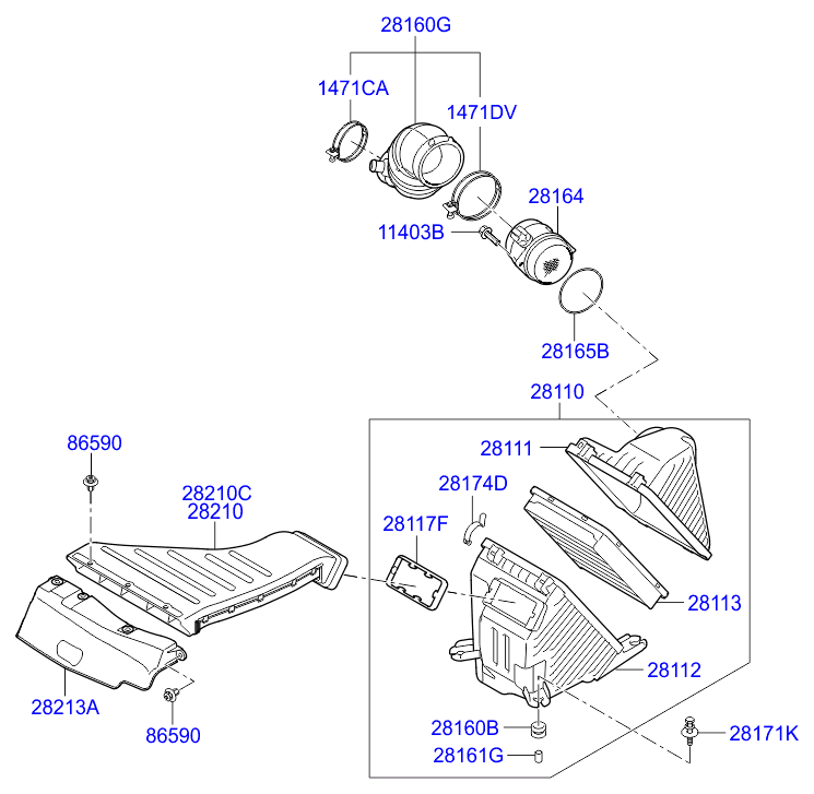 KIA 28113-2P300 - Повітряний фільтр avtolavka.club