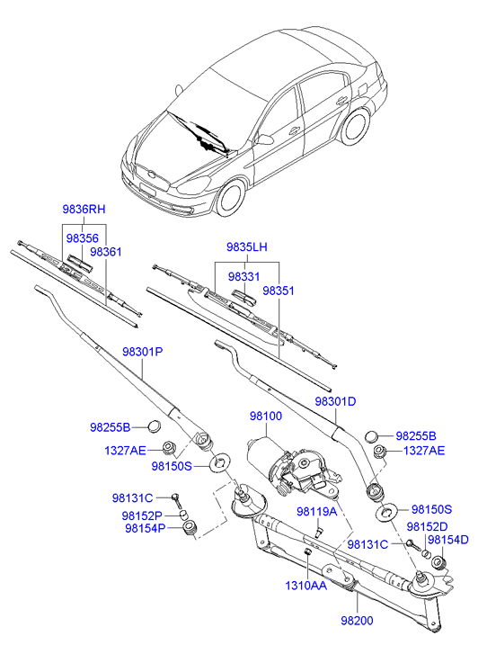 Hyundai 983602F000 - Щітка склоочисника avtolavka.club