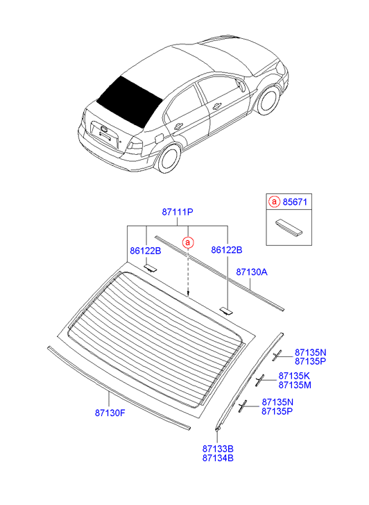 Hyundai 871101E030 - Заднє скло avtolavka.club