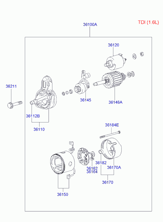 Hyundai 3612032631 - Тягове реле, стартер avtolavka.club