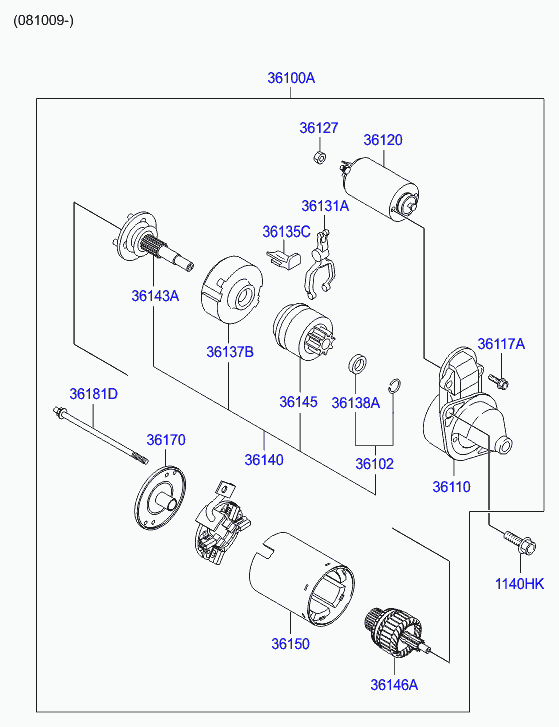 Hyundai 3614523171 - Провідна шестерня, стартер avtolavka.club