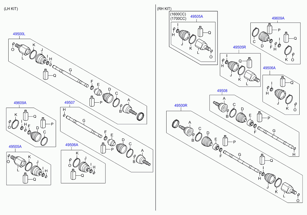 Hyundai 49500-2Y210 - Шарнір, ШРУС, приводний вал avtolavka.club