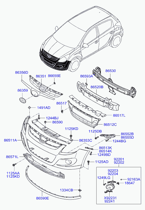 Hyundai 865611J000 - Решітка вентилятора, буфер avtolavka.club