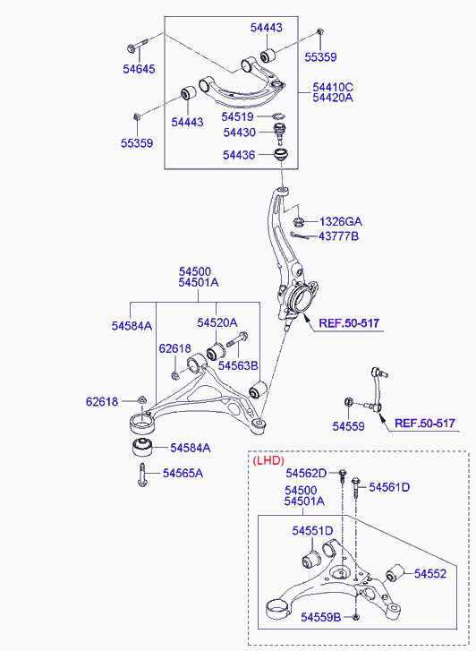 Hyundai 54436-38000 - Ремонтний комплект, що несуть / напрямні шарніри avtolavka.club