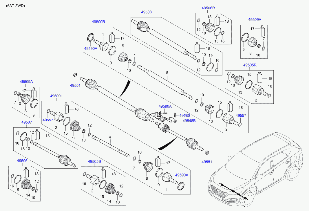 Hyundai 49535D7850 - Шарнірний комплект, ШРУС, приводний вал avtolavka.club