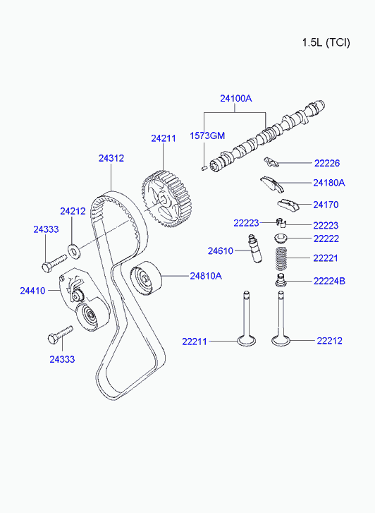 Hyundai 24410-22020 - Натяжна ролик, ремінь ГРМ avtolavka.club