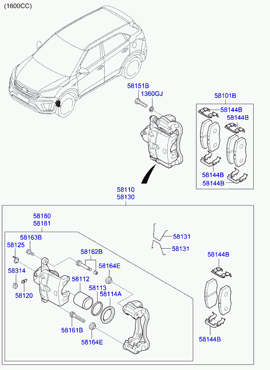 Hyundai 58121-3R000 - Ремкомплект, гальмівний супорт avtolavka.club