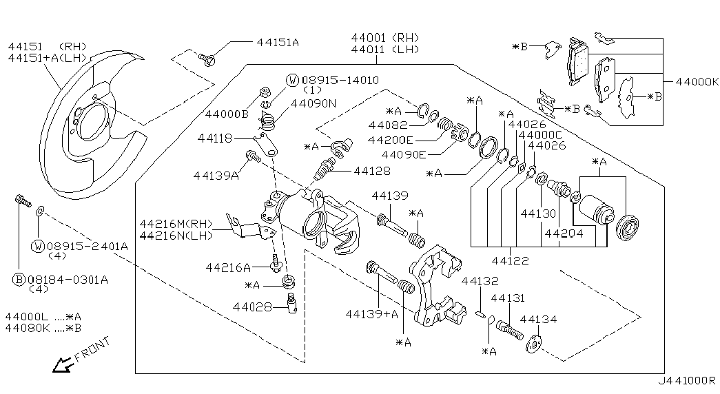 NISSAN 44120-61E26 - Ремкомплект, гальмівний супорт avtolavka.club