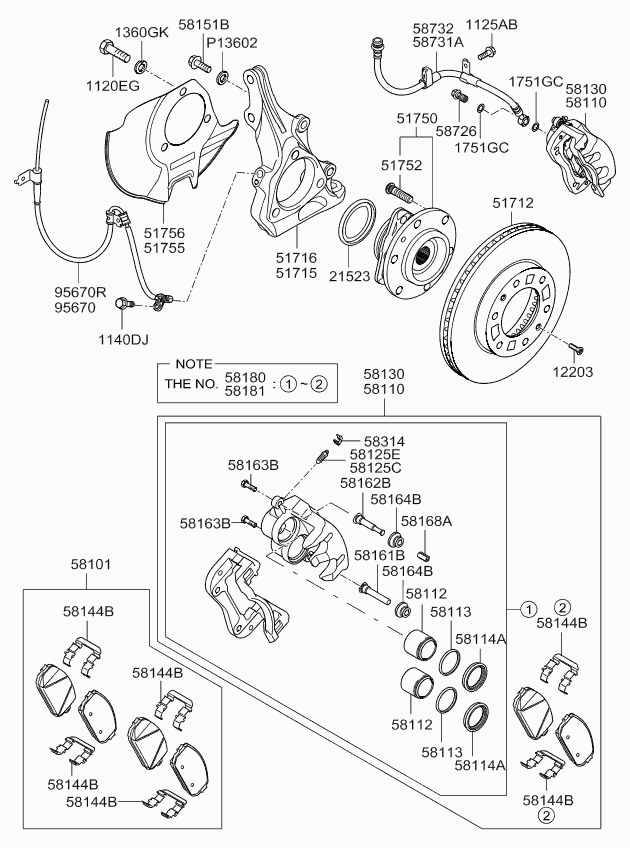 Hyundai 58101-4DE00 - Гальмівні колодки, дискові гальма avtolavka.club