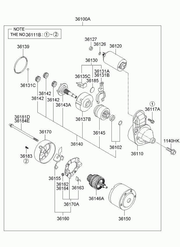 Hyundai 3616937300 - Вугільна щітка, стартер avtolavka.club