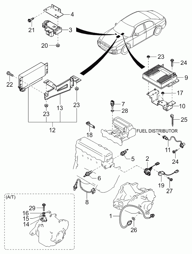 KIA 0K30A17640 - Датчик, контактний перемикач, фара заднього ходу avtolavka.club