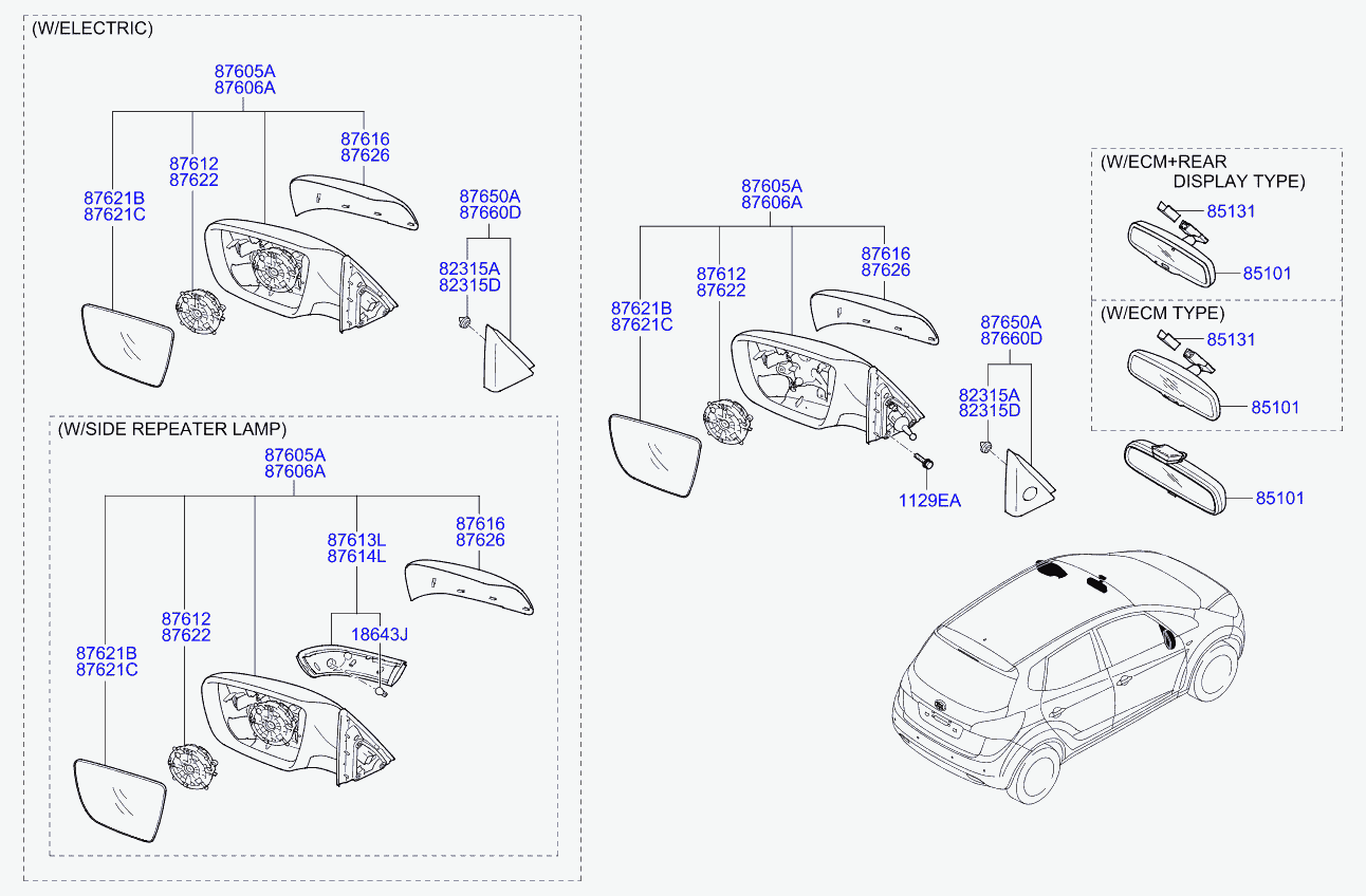 KIA 876201P020 - Зовнішнє дзеркало avtolavka.club