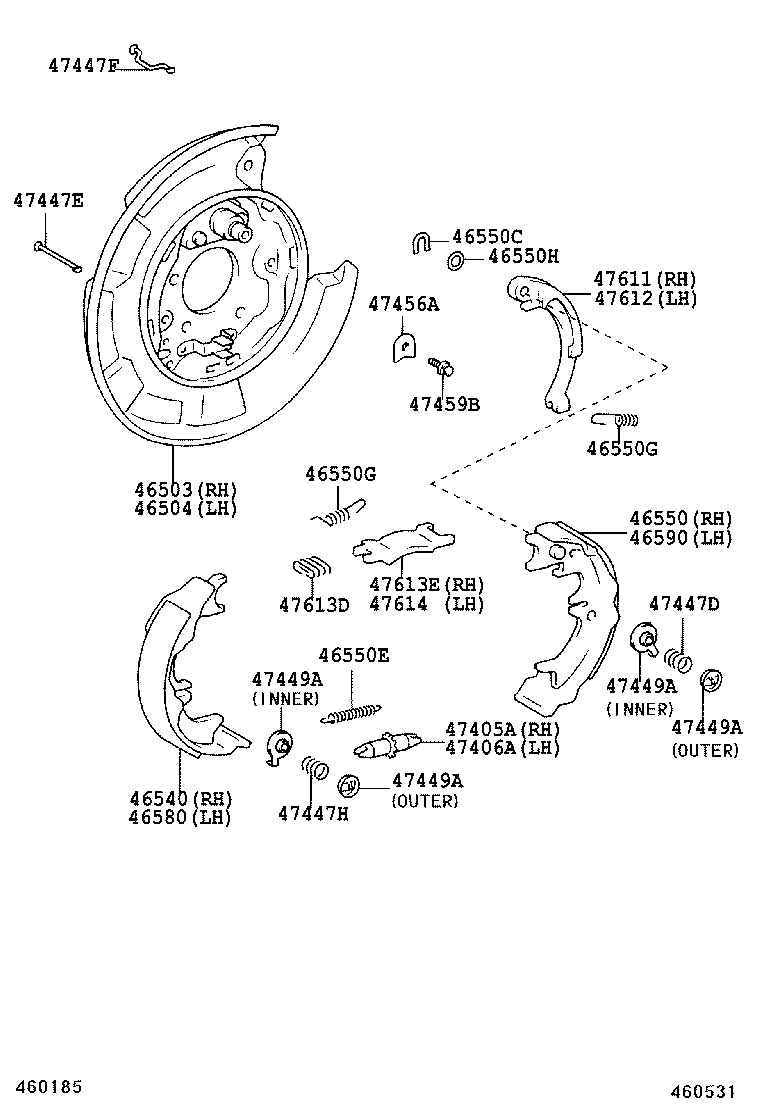 LEXUS 4654048020 - Комплект гальм, ручник, парковка avtolavka.club