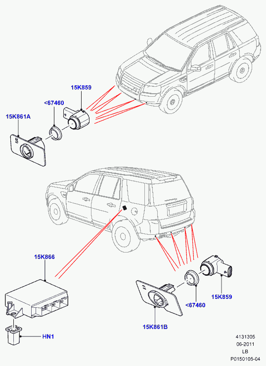 Land Rover LR005076 - Датчик, система допомоги при парковці avtolavka.club