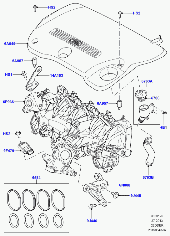 Land Rover LR005364 - Комплект прокладок, впускний колектор avtolavka.club