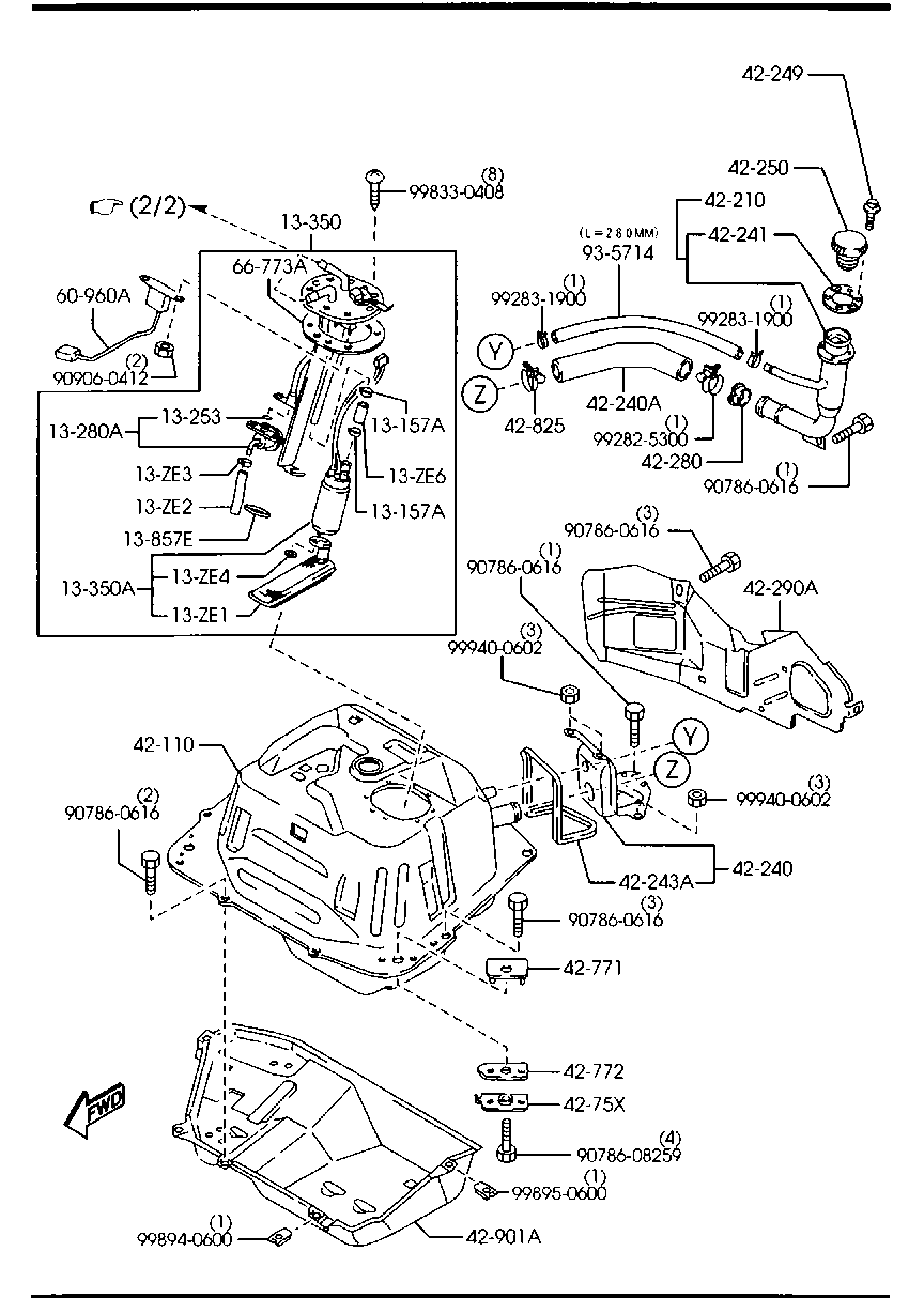 MAZDA BP4W-13-350A - Паливний насос avtolavka.club