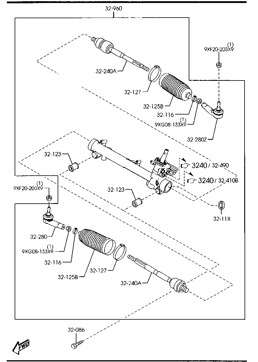 MAZDA DE9-032-960A - Рульовий механізм, рейка avtolavka.club