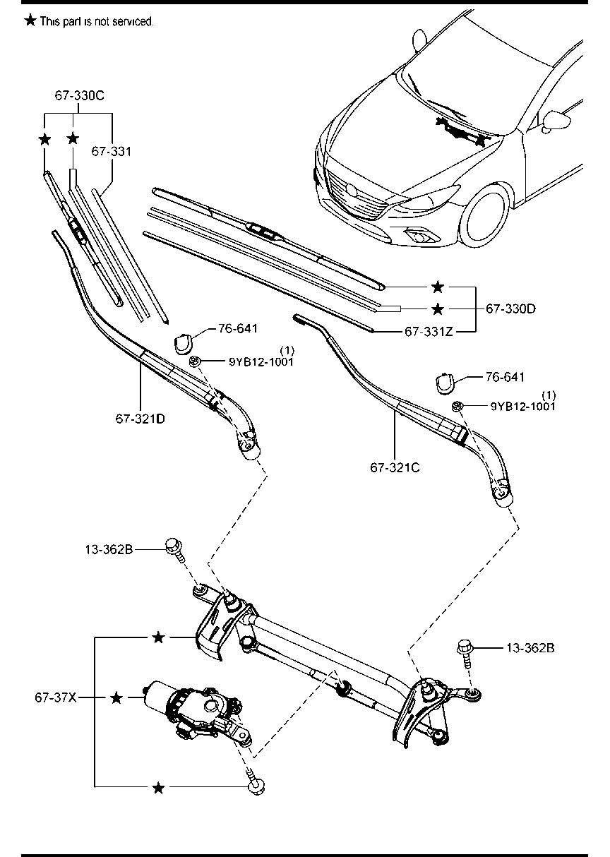 MAZDA BJS7-67-333 - Щітка склоочисника avtolavka.club