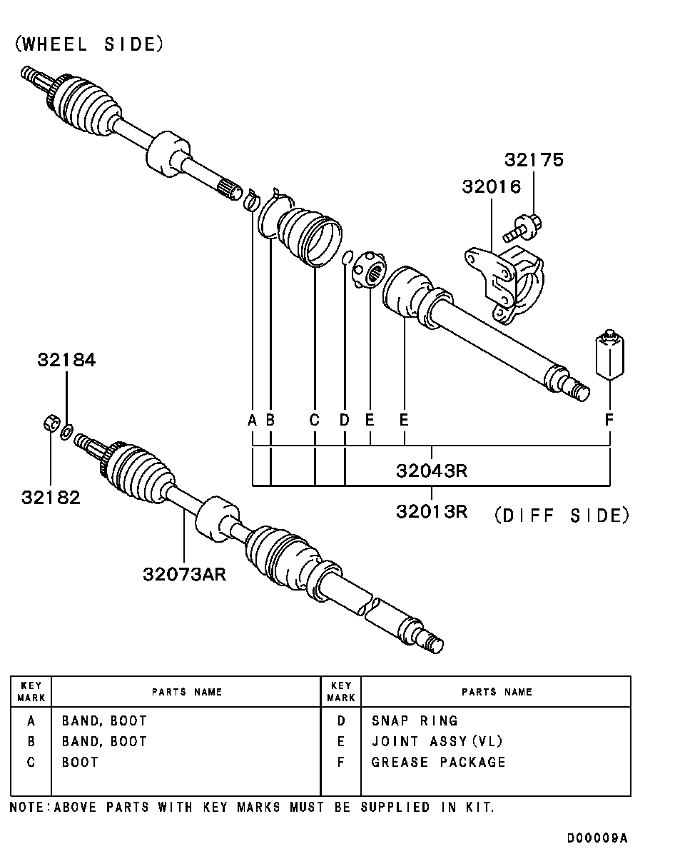 Mitsubishi MR912134 - Шарнірний комплект, ШРУС, приводний вал avtolavka.club