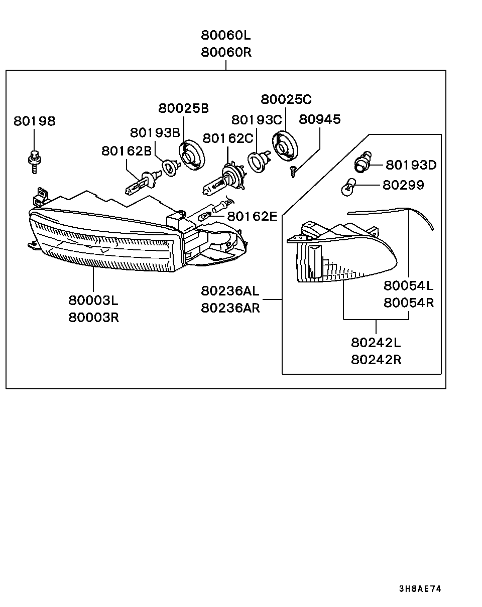 Mitsubishi MR339378 - Основна фара avtolavka.club