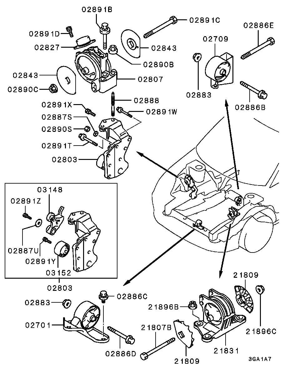 Mitsubishi MR316344 - Подушка, підвіска двигуна avtolavka.club