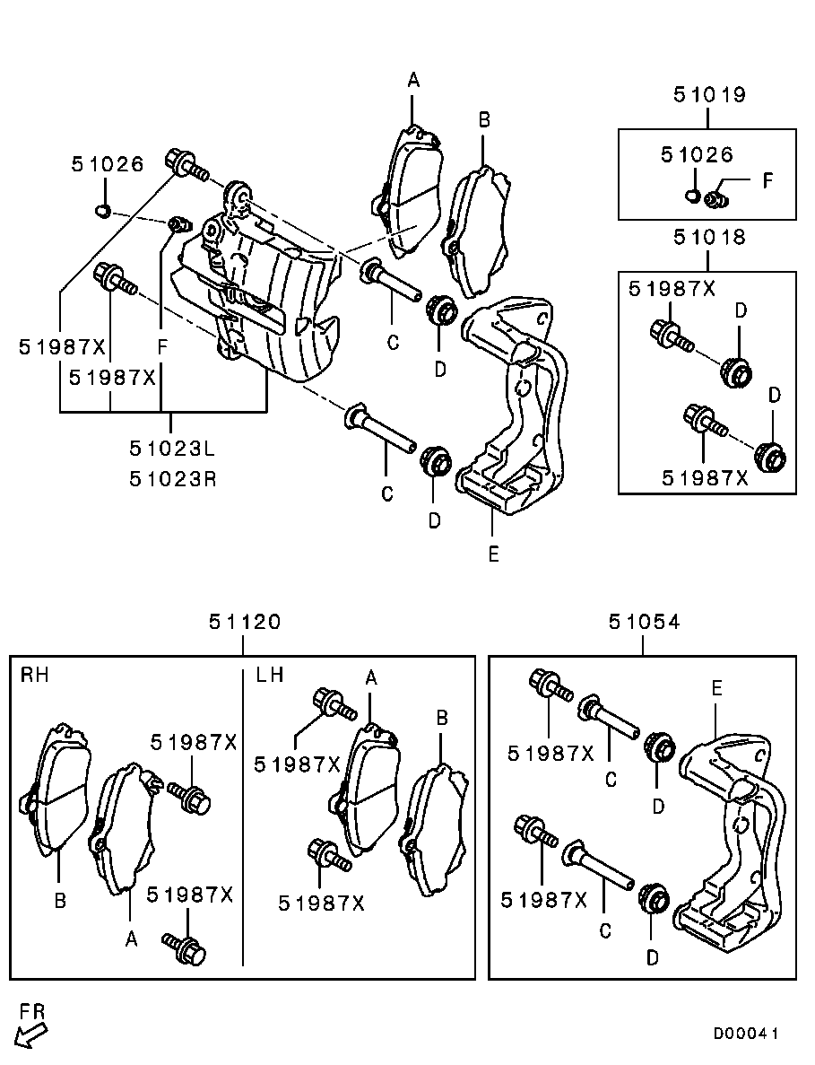 Mitsubishi MR955351 - Гальмівні колодки, дискові гальма avtolavka.club