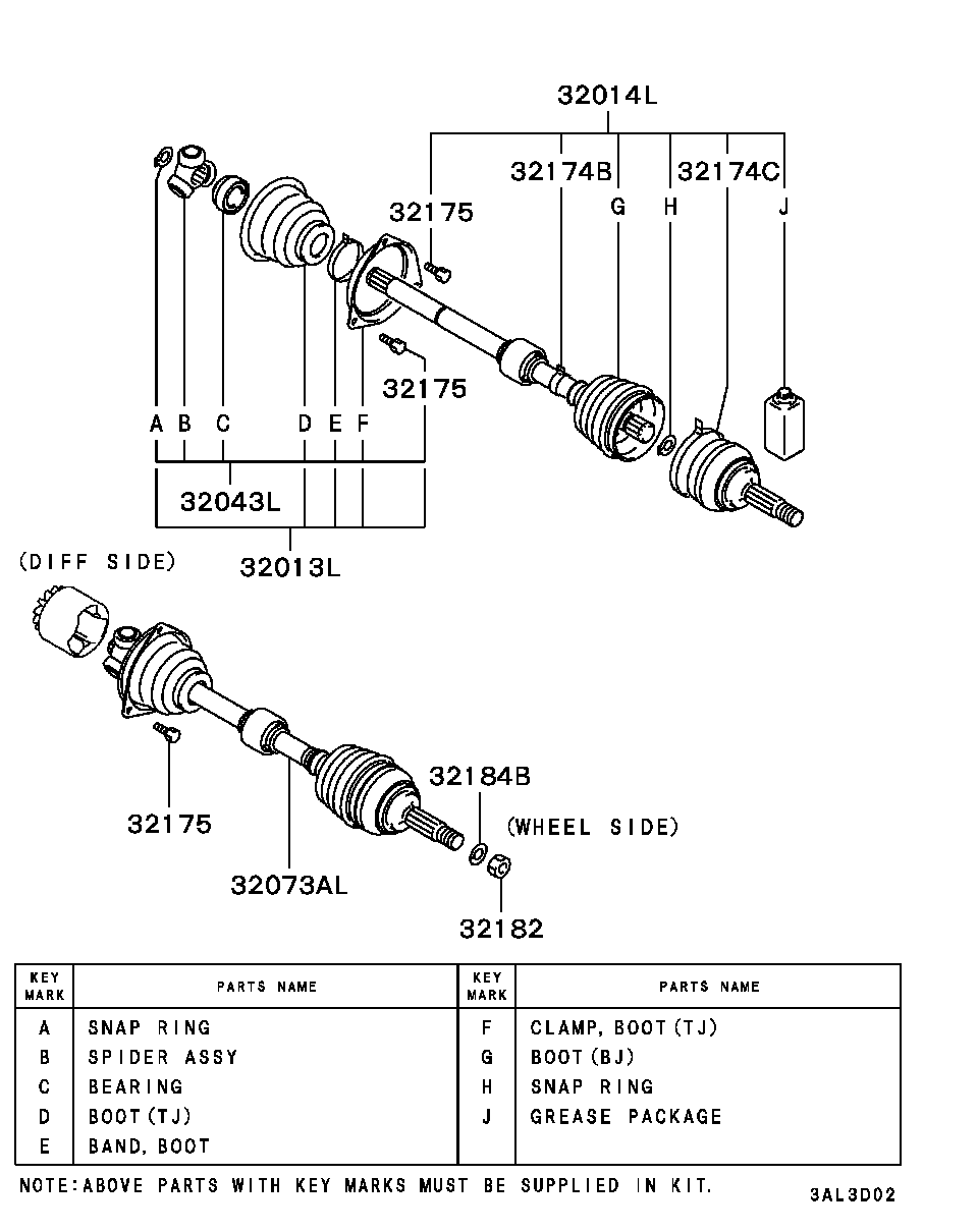 Mitsubishi MR263175 - Шарнірний комплект, ШРУС, приводний вал avtolavka.club