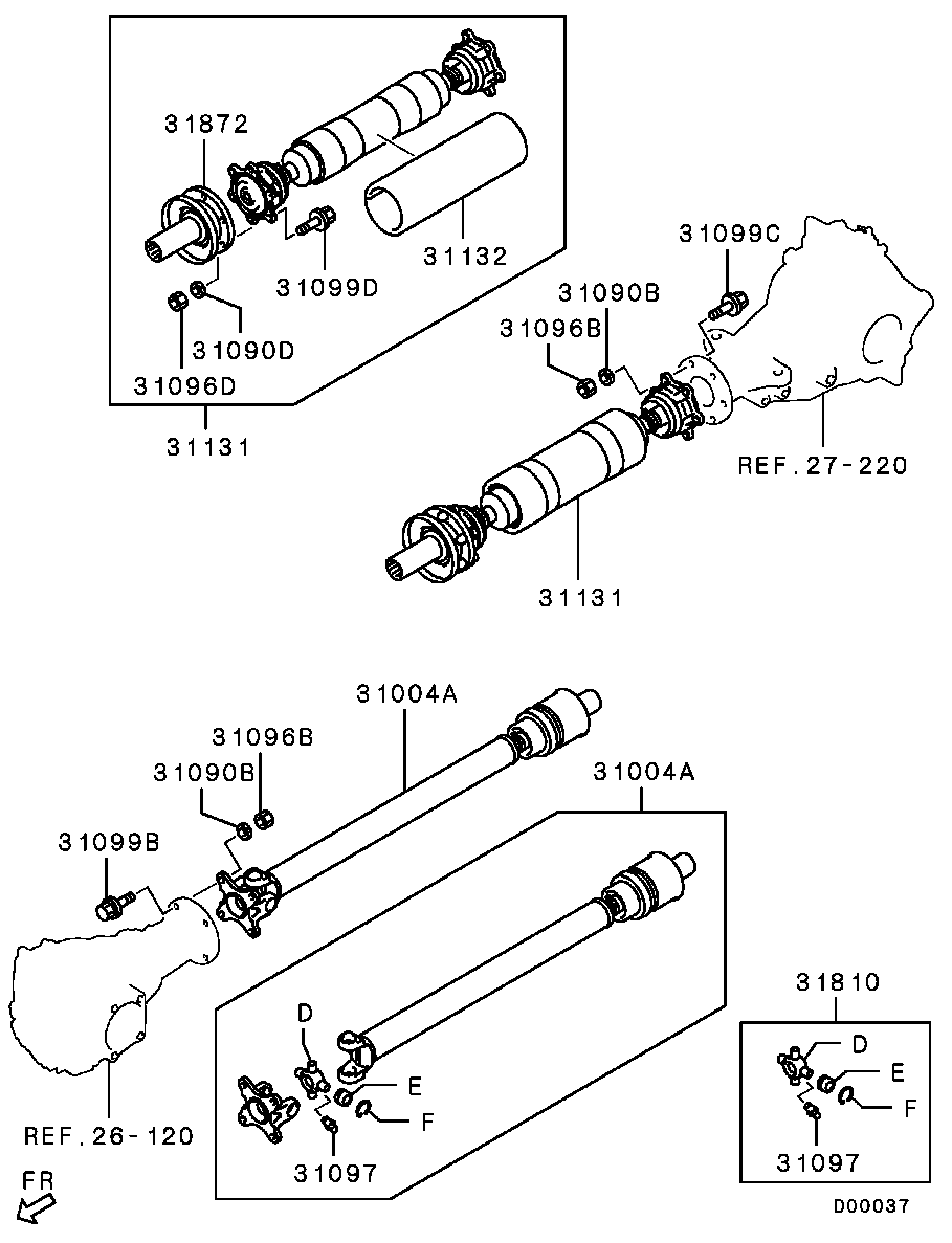 Mitsubishi MR580390 - Карданний вал, головна передача avtolavka.club