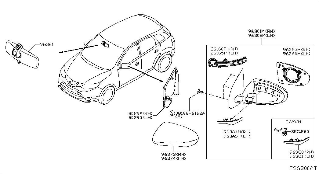 NISSAN 96302HV59A - Зовнішнє дзеркало avtolavka.club