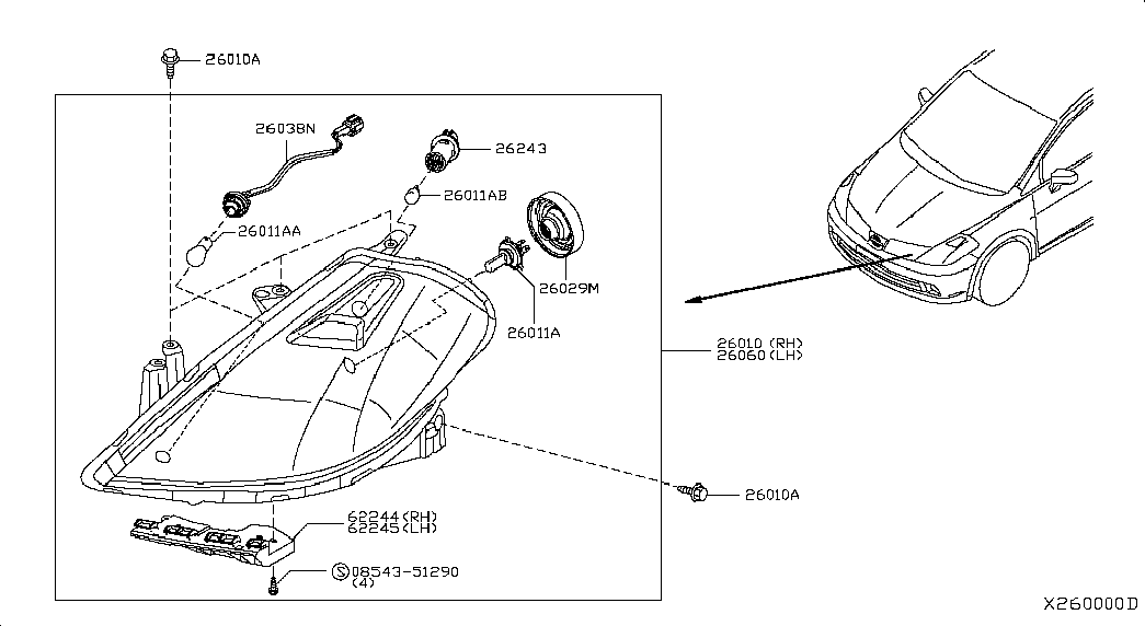 NISSAN 26060-EM00A - Основна фара avtolavka.club