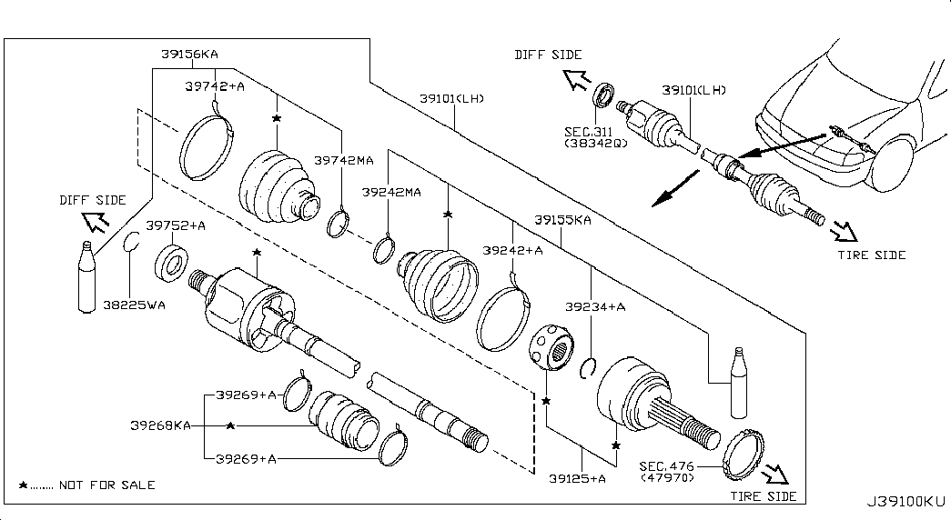 NISSAN 39741-6N225 - Пильник, приводний вал avtolavka.club