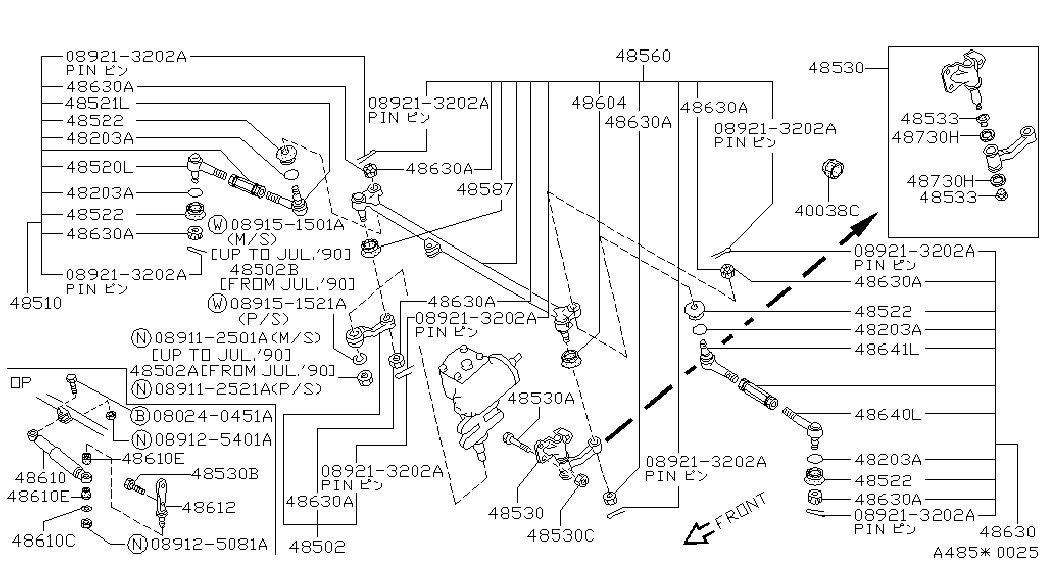 TOYOTA 4857031G25 - Наконечник рульової тяги, кульовий шарнір avtolavka.club