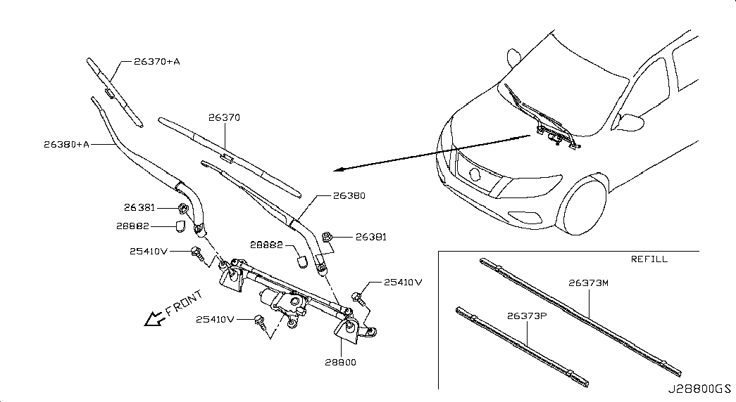 NISSAN 288903JA1B - Щітка склоочисника avtolavka.club