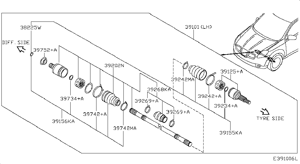 NISSAN 39101JD74B - Приводний вал avtolavka.club