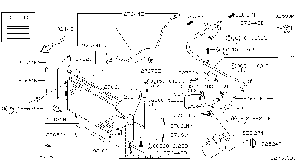 NISSAN 921312Y900 - Осушувач, кондиціонер avtolavka.club