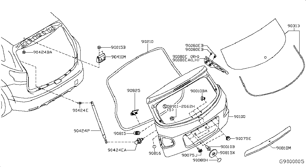 NISSAN 90450-4EA0A - Газова пружина, кришка багажник avtolavka.club