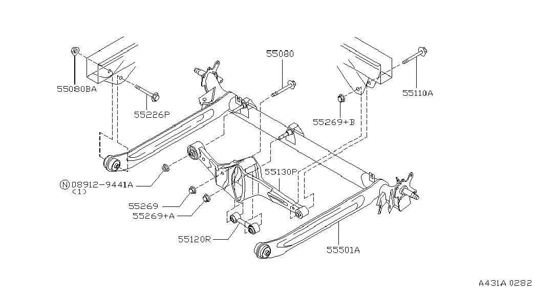 NISSAN 55501-43U00 - Втулка, балка мосту avtolavka.club