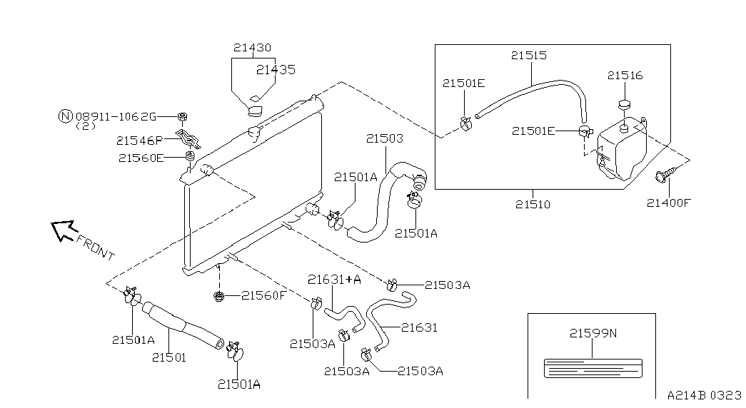 NISSAN 21506-51E00 - Підвіска, радіатор avtolavka.club