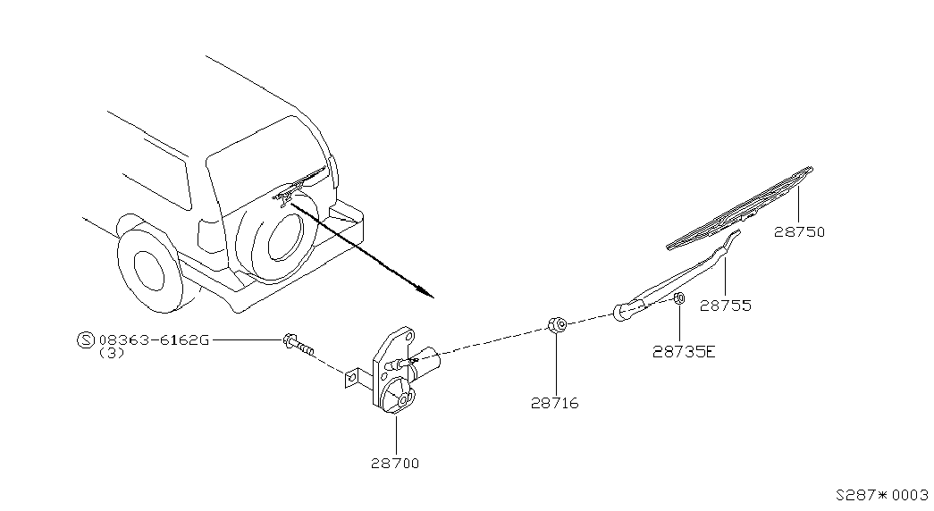 NISSAN 28781 0X000 - Важіль склоочисника, система очищення вікон avtolavka.club