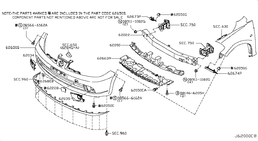 NISSAN 62225-ED000 - Кронштейн, буфер avtolavka.club